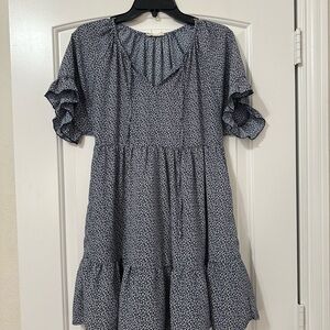 Altar'd State Blue and White Patterned Dress